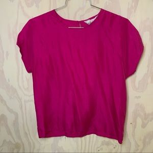 Vintage 100% Silk Fuchsia Pink Ragland Sleeve Blouse